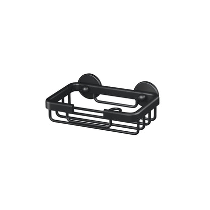 tesa ALUXX BLACK Soap Basket, Matte Black, for the Shower and Bathtub