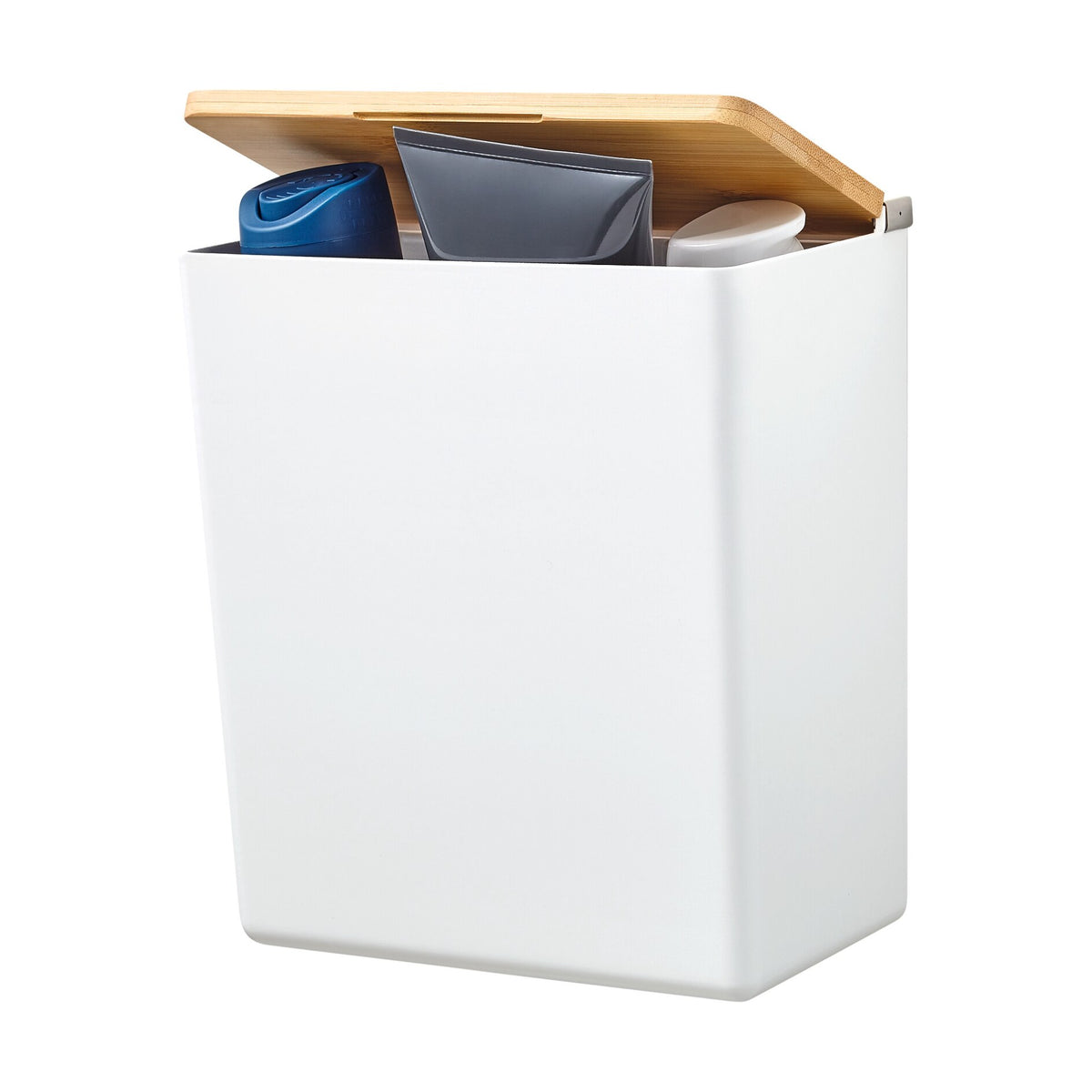 tesa BABOO Large Storage Box, with Bamboo Lid, Additional Storage Space for the Bathroom, White