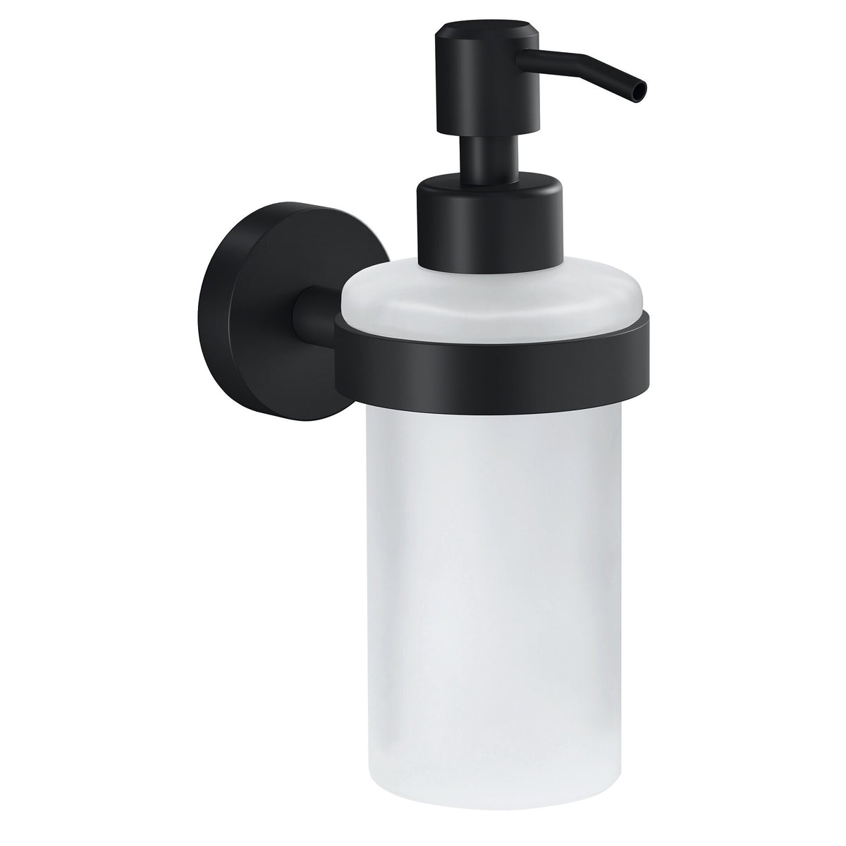 tesa MOON BLACK Wall-Mounted Soap Dispenser, Matte Black, Includes Adhesive Solution