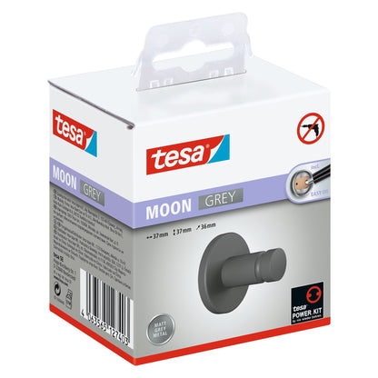 tesa MOON GREY Towel Hook, matte gray, includes adhesive solution