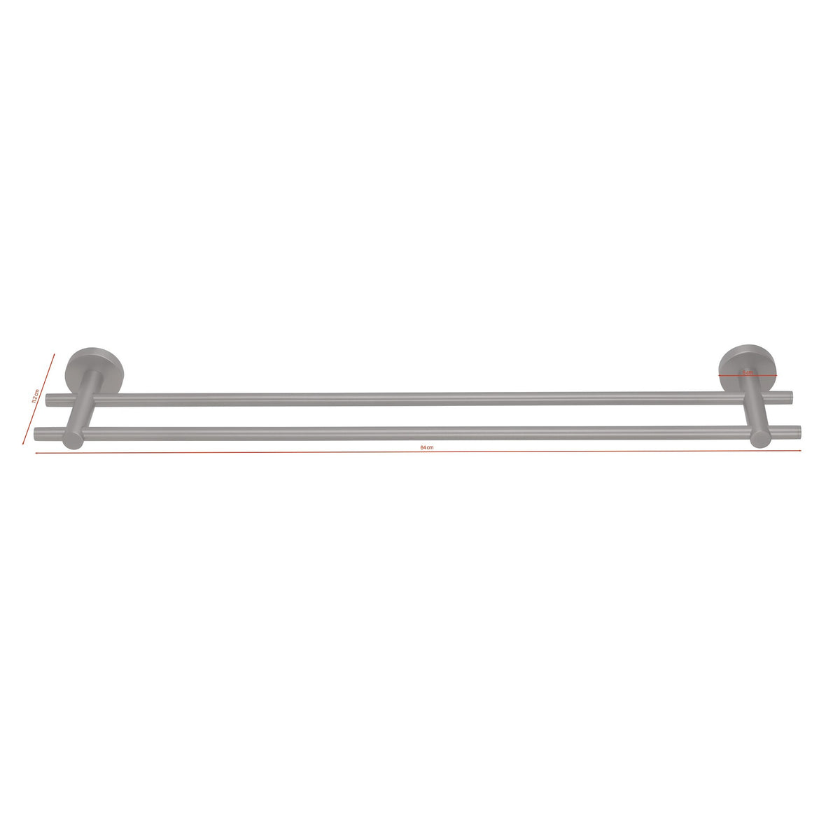 tesa MOON Graphite Double Towel Rack, Self-Adhesive, Metal with PVD Coating
