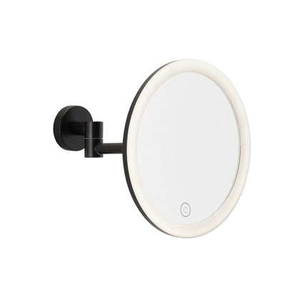 tesa VISIOON LED Cosmetic Mirror with Swivel Arm, self-adhesive, matte black powder-coated metal, matte black plastic