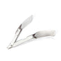 The sterile Hartmann MediSet® staple remover by Paul Hartmann AG, individually packaged (1 piece), with two flat, spatula-shaped arms and a curved handle, is seen on a white background - ideal for medical professionals.