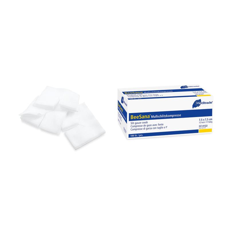 BeeSana® gauze slot compress, non-sterile, 12-fold (100 pieces)
