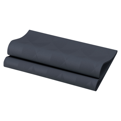 Tá áilleacht ag baint le napcín fillte i liath dorcha le patrún geoiméadrach mín ó Duni GmbH lena cuma lonrach.