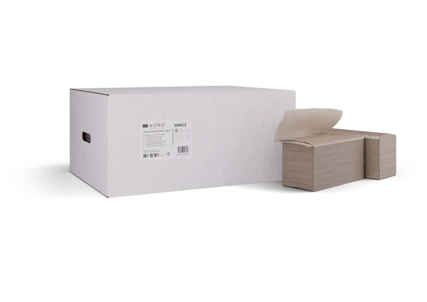 Tuáillí páipéir, V Fill, 23.5x21cm, donn, leatháin 20x250 | Bosca (20 paca)