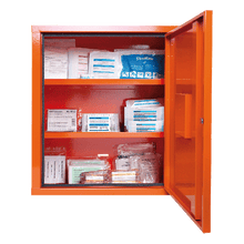 EUROSAFE First Aid Cabinet, Orange, Standard Contents, DIN 13169