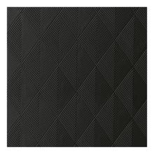 Die Duni Elegance®-Serviette Crystal in der Größe 40 x 40 cm in Schwarz weist eine strukturierte Oberfläche mit erhabenen, rautenförmigen Abschnitten auf. Jede Raute enthält vier kleinere Dreiecke in einem raffinierten geometrischen Design in einheitlicher dunkelgrauer oder schwarzer Farbe von der Duni GmbH. Die Packung enthält 40 Servietten.