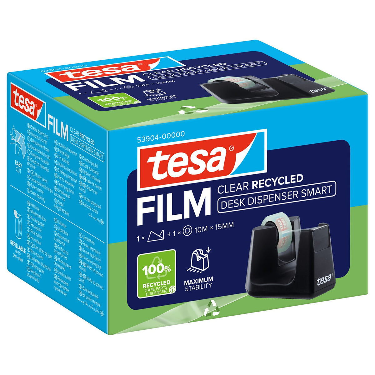 tesa DESK DISPENSER SMART RECYCLED Desk Dispenser with tesafilm CLEAR RECYCLED, transparent