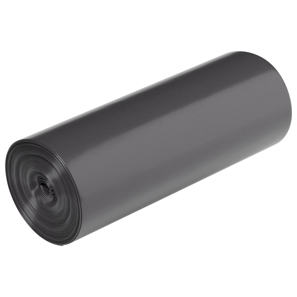 Pictured is a large roll of DEISS 54908 tear-resistant garbage bags (500x580 mm, gray, 50 pieces) from EMIL DEISS KG (GmbH + Co.) against a plain white background.
