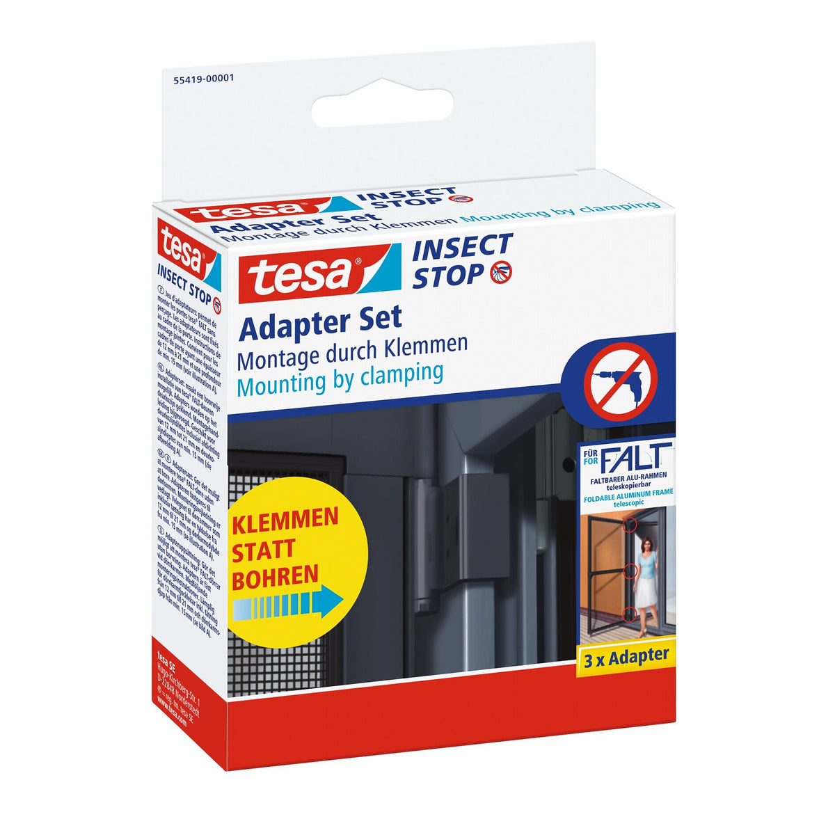 tesa Adapter for FALT Aluminum Clip-On Frames, Telescopic, Anthracite