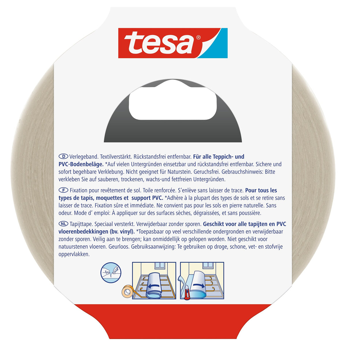 tesa 55735 Installation Tape, removable without leaving residue, 25 m x 50 mm, white-translucent