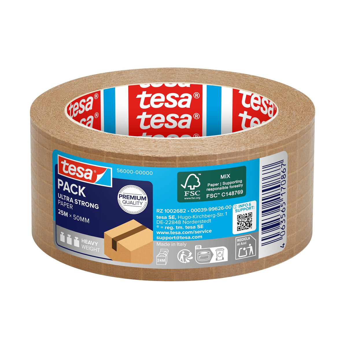 tesapack ULTRA STRONG PAPER, 25 m x 50 mm, brown