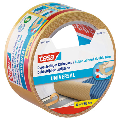 tesa 56171 Double-Sided Adhesive Tape, Universal, 10 m x 50 mm, White