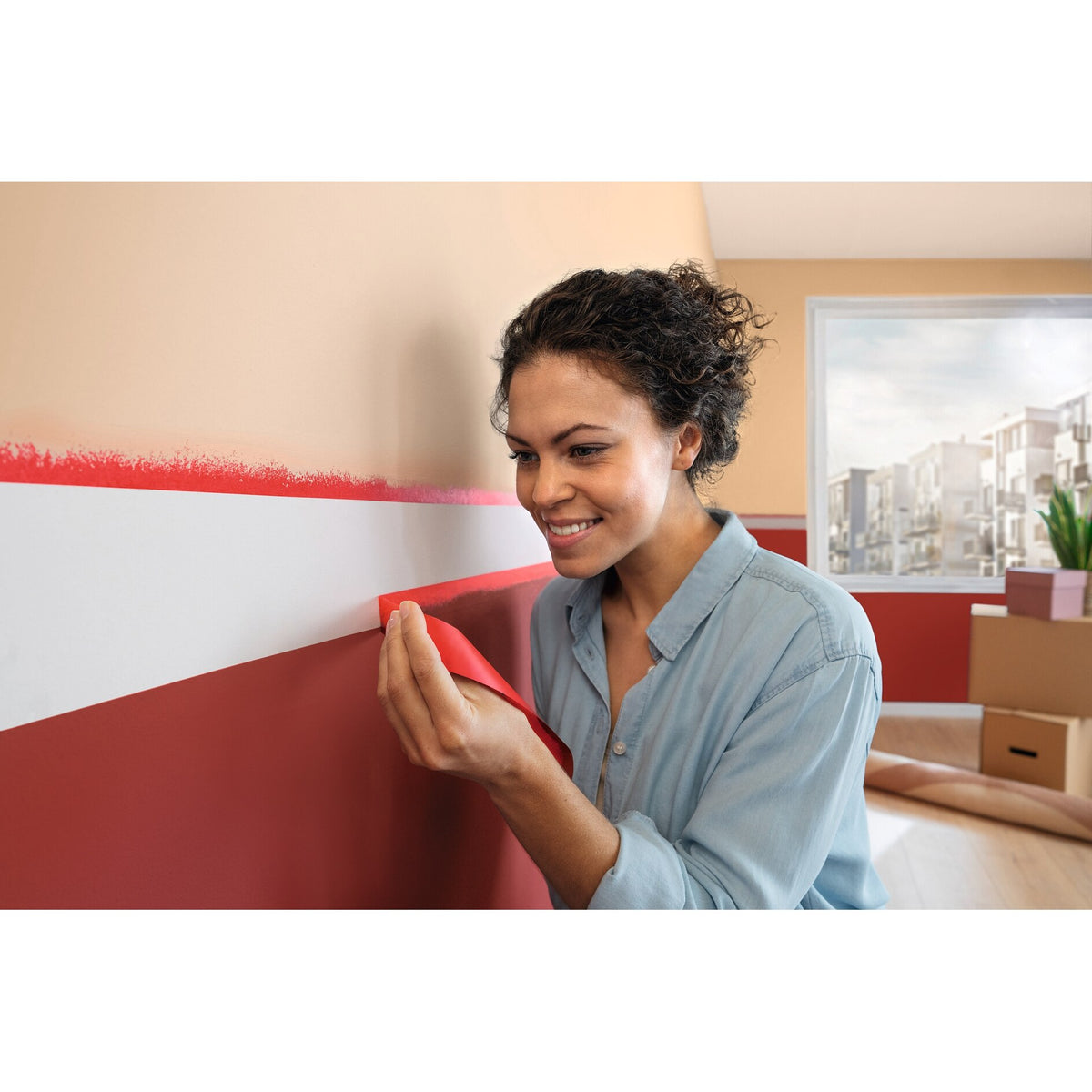 tesa Excellent Malerband, rot – Anwendung