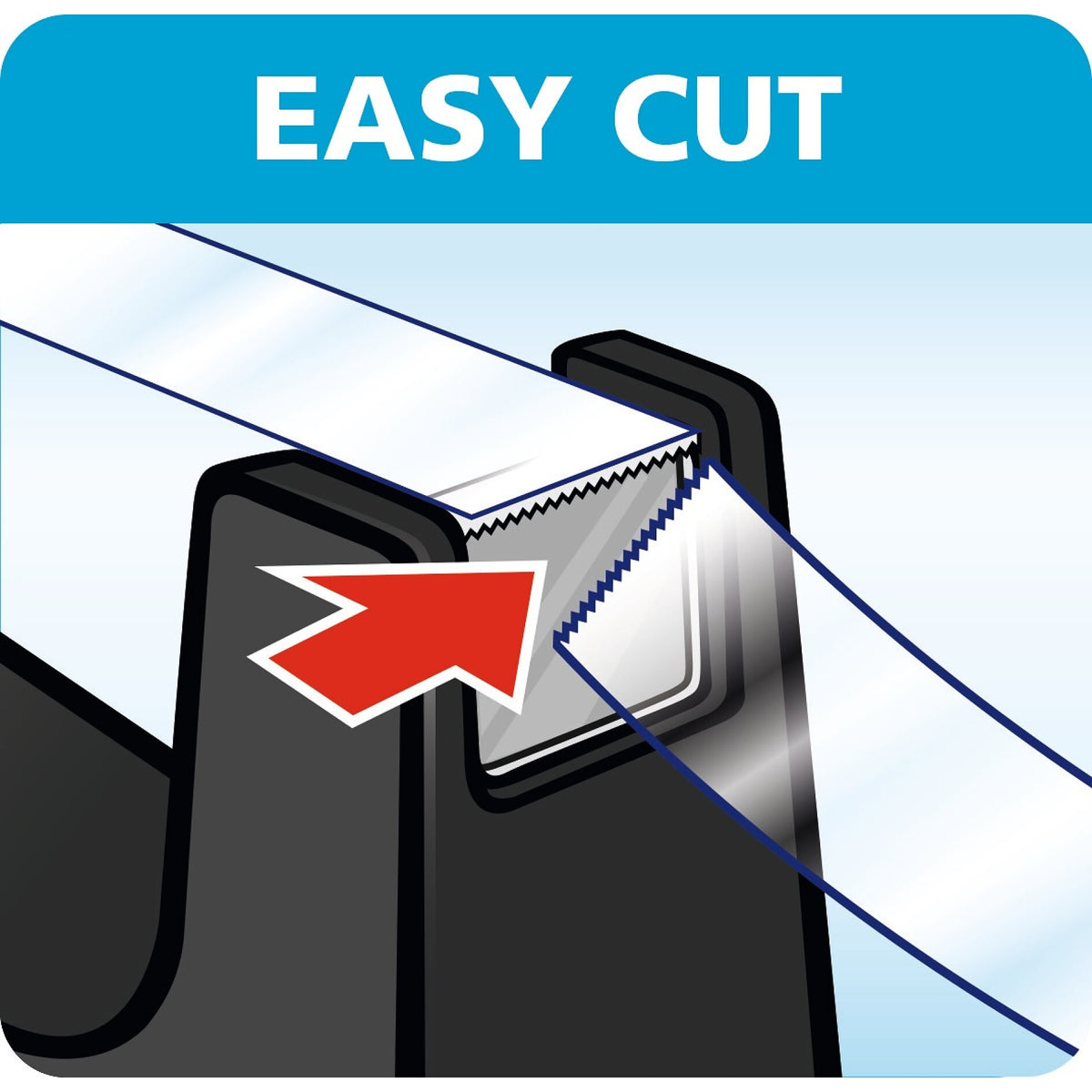 tesa 57421 Easy Cut Table Dispenser, Empty, for Rolls up to 33 m x 19 mm, Black – Product Features