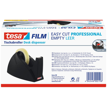 tesa 57422 Easy Cut Table-Top Dispenser, empty, for rolls up to 66 m x 25 mm, black