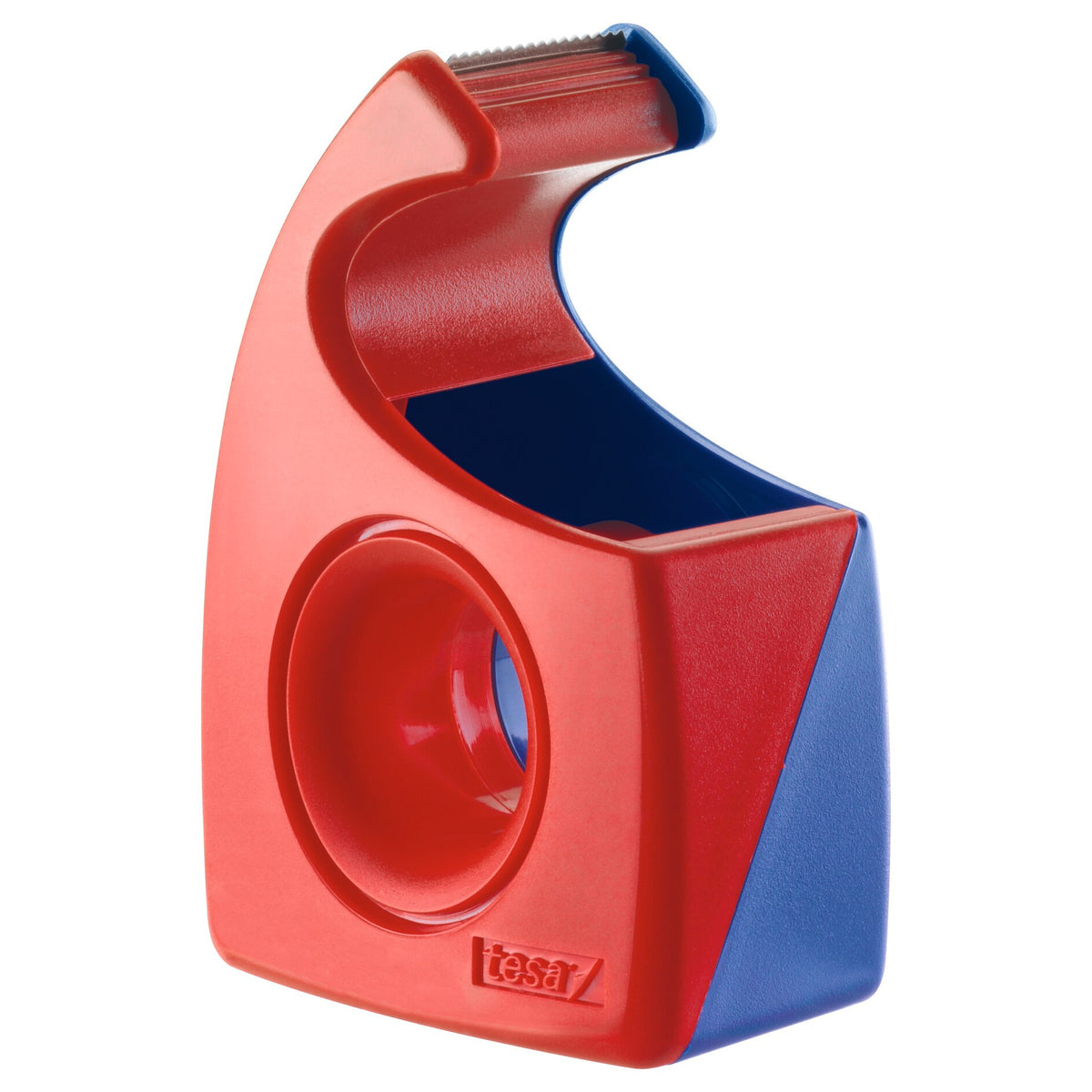 tesa 57443 Easy Cut Hand Dispenser, empty, for rolls up to 10 m x 19 mm, red-blue