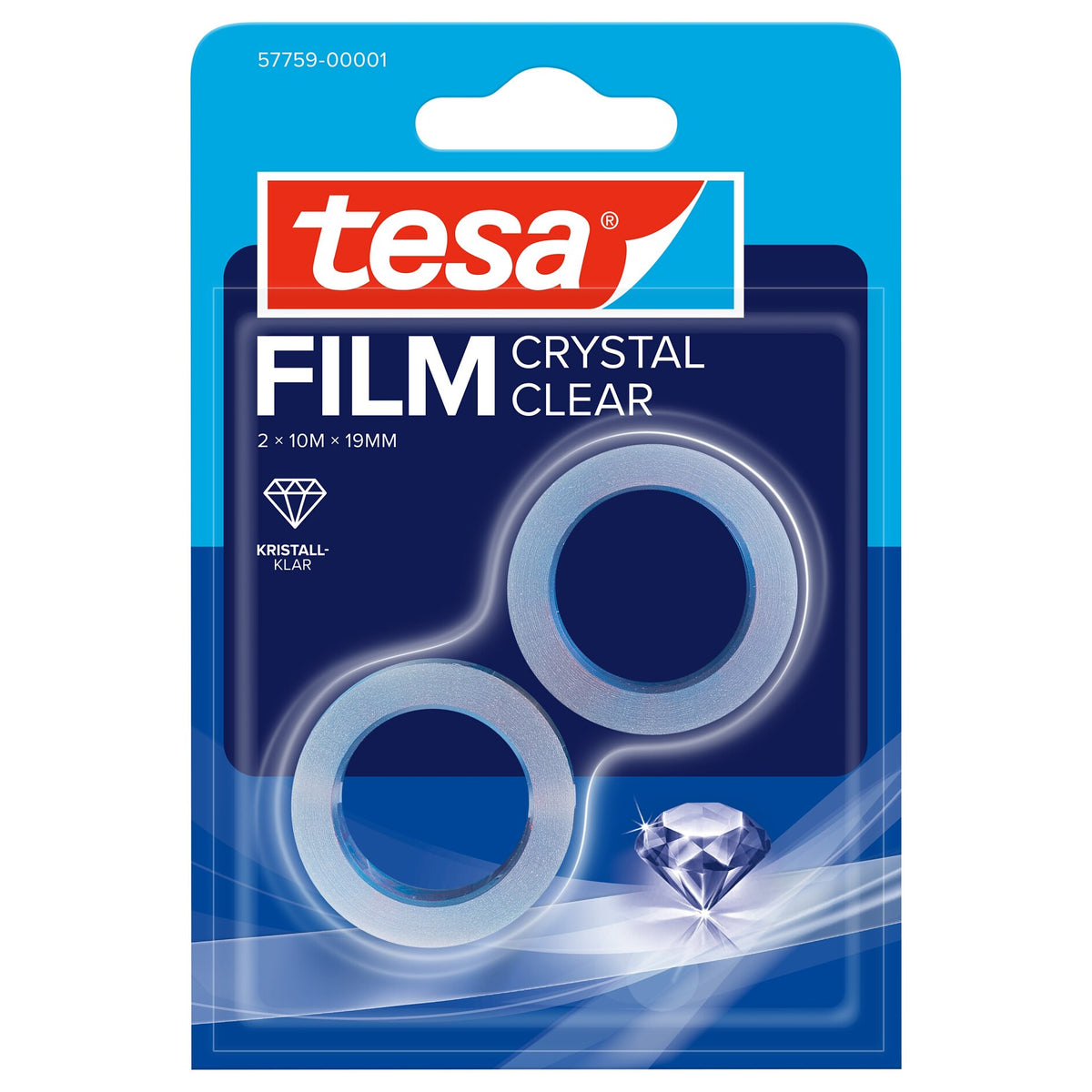 tesafilm CRYSTAL CLEAR, transparent, crystal-clear in a blister pack, 10 m x 19 mm