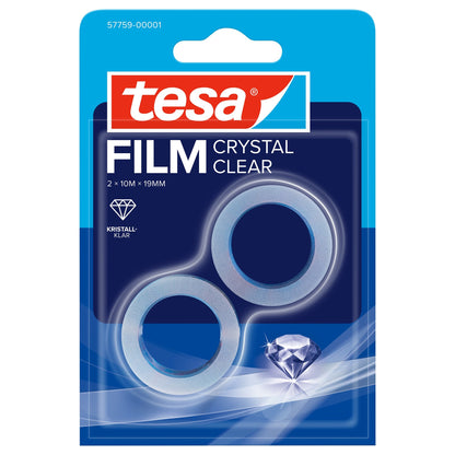 tesafilm CRYSTAL CLEAR, transparent, crystal-clear in a blister pack, 10 m x 19 mm