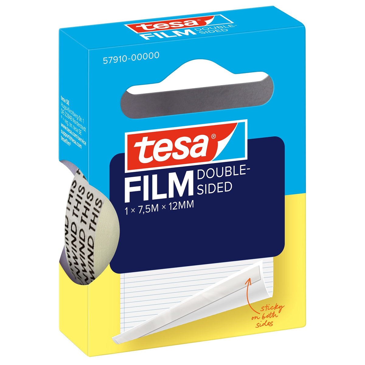 tesafilm DOUBLE-SIDED, transparent, in a hanging folding box, 7.5 m x 12 mm