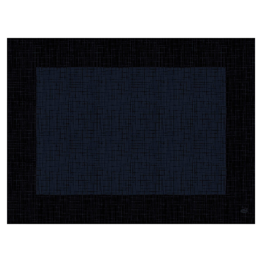 An abstract image showing a large dark blue rectangle with a textured grid pattern reminiscent of the sophisticated Duni Dunicel® placemat 30 x 40 cm 'Linnea Black' by Duni GmbH, against a black background reflecting the grid structure.