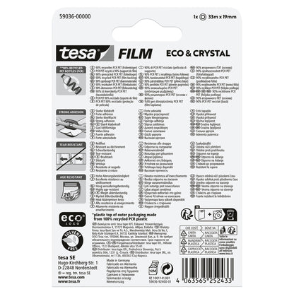 tesafilm Eco & Crystal, clear, in a blister pack, 33 m x 19 mm