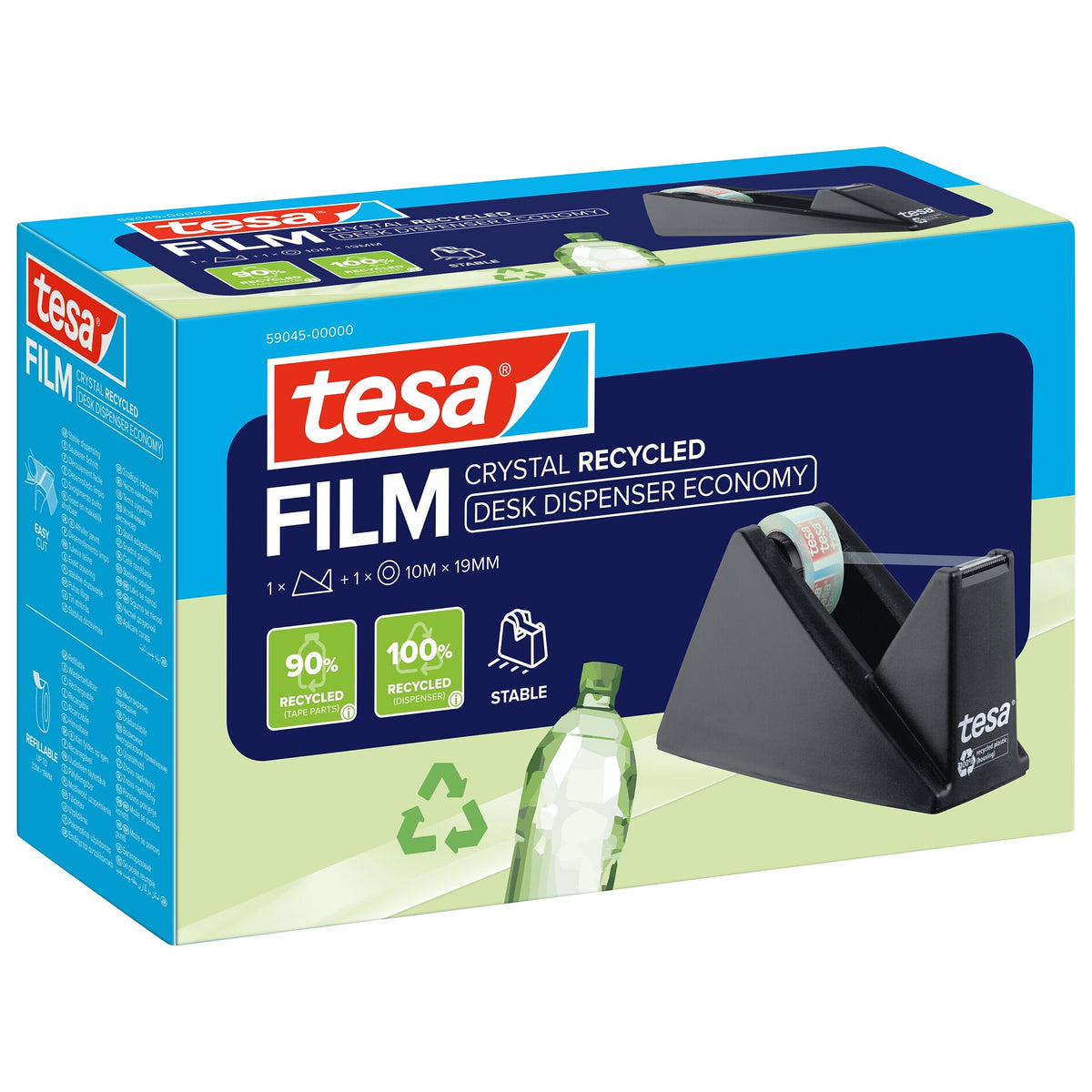 tesa DESK DISPENSER ECONOMY RECYCLED Desk Dispenser with tesafilm CRYSTAL RECYCLED, transparent