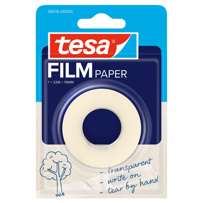 tesafilm PAPER, transparent, in a blister pack, 33 m x 19 mm