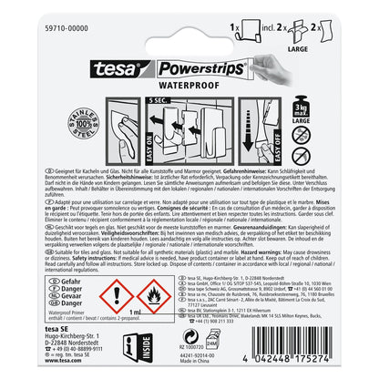 tesa Powerstrips Waterproof Duo Hook Zoom, Metal, White