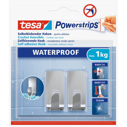 tesa Powerstrips Waterproof S Metal Zoom Hook, White