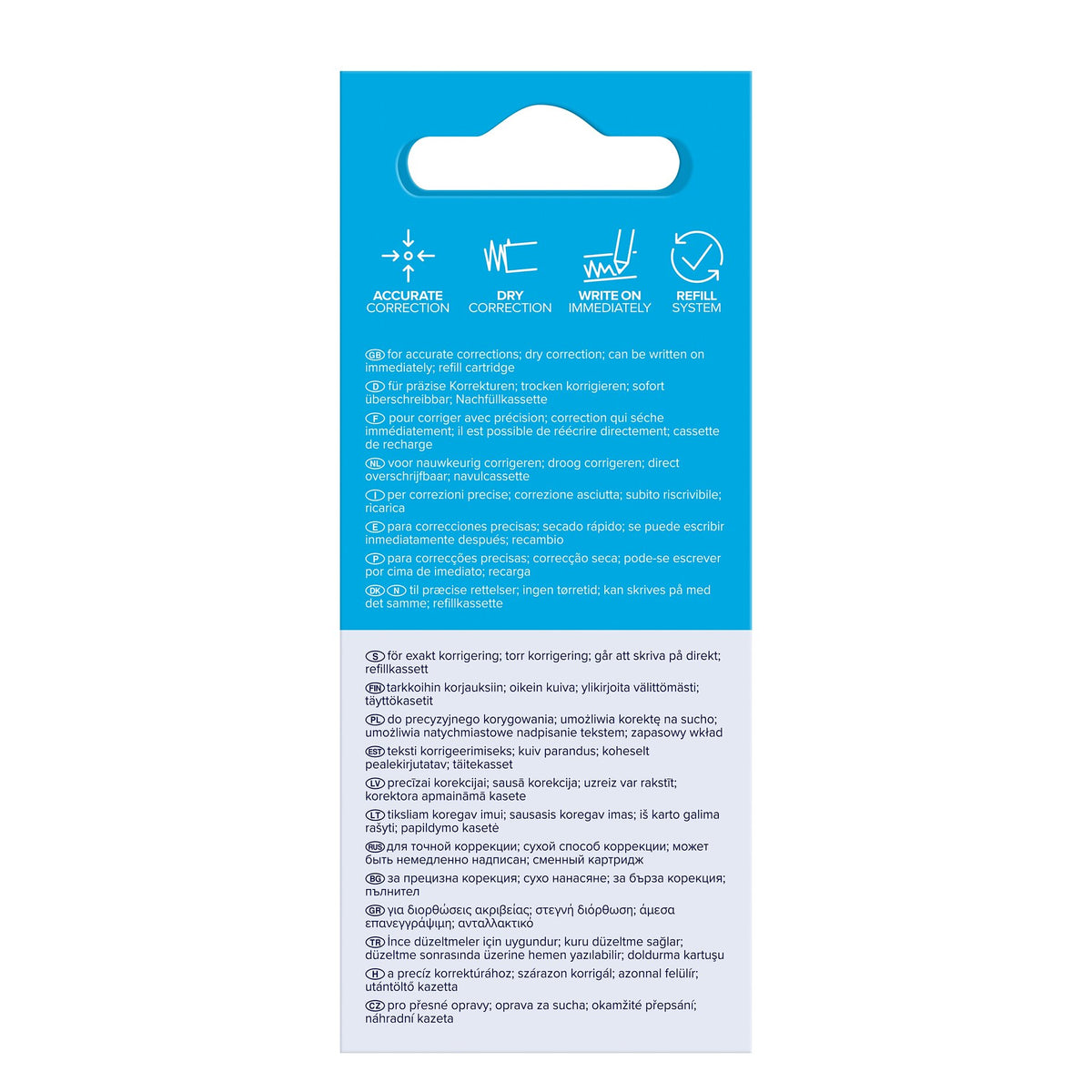 tesa CORRECTION ROLLER, white, in a hanging folding box, refill, 14 m x 8.4 mm