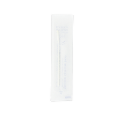 A single sterile swab for the Altruan Combo 9in1 DVOT Professional rapid test (SARS-CoV-2, Influenza A+B, RSV, and more) is sealed in a clear plastic and paper packaging and stands upright on a white background.