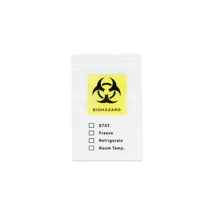 A small white Altruan plastic bag with a yellow biohazard symbol and empty boxes, used for transporting Combo 9in1 - DVOT Professional SARS-CoV-2, Influenza A+B, RSV, Adenovirus, hMPV, PIV 1/3/2, Mycoplasma samples (pack of 1 piece).