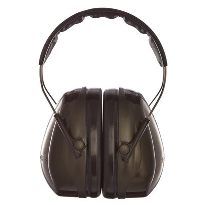 Cluasáin ghlasa 3M™ PELTOR™ Optime™ II H520A (SNR 31 dB) ó 3M Deutschland GmbH, anseo le banda ceann polster agus lúibíní miotail inchoigeartaithe, ag tairiscint cosaint cluaise iontaofa. Pacáiste: 1 Píosa.