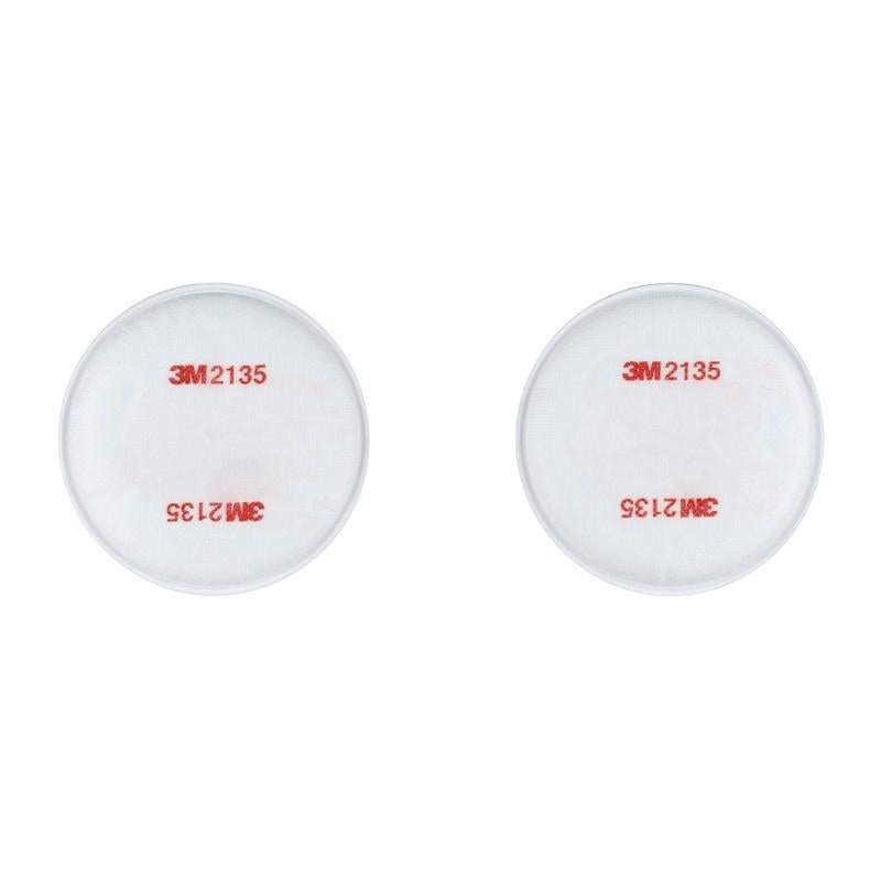A pair of white 3M™ Particulate Filters 2135, P3 (1 pair/pack) from 3M Deutschland GmbH, each with the red lettering "3M 2135" on a white background.