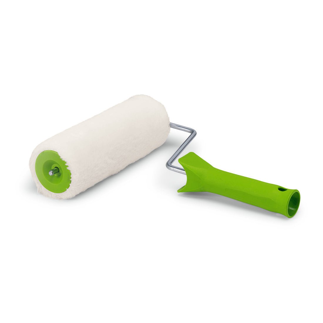 Pictured is the Nölle Profi Brush Complete Roller, 12 mm polyacrylic pile, 18 cm wide with bright green handle from Nölle Profi Brush Brush & Paint Technology e.K., on a white background.