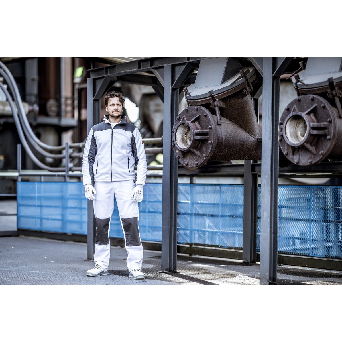 NITRAS MOTION TEX LIGHT, work trousers, long, white / grey