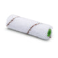 A Nölle Profi Brush microfiber small area roller 10 cm, 9 mm pile height from Nölle Profi Brush Bürsten- & Pinseltechnik e.K., ideal for small area painting, with two brown stripes and a green end, on a white background.