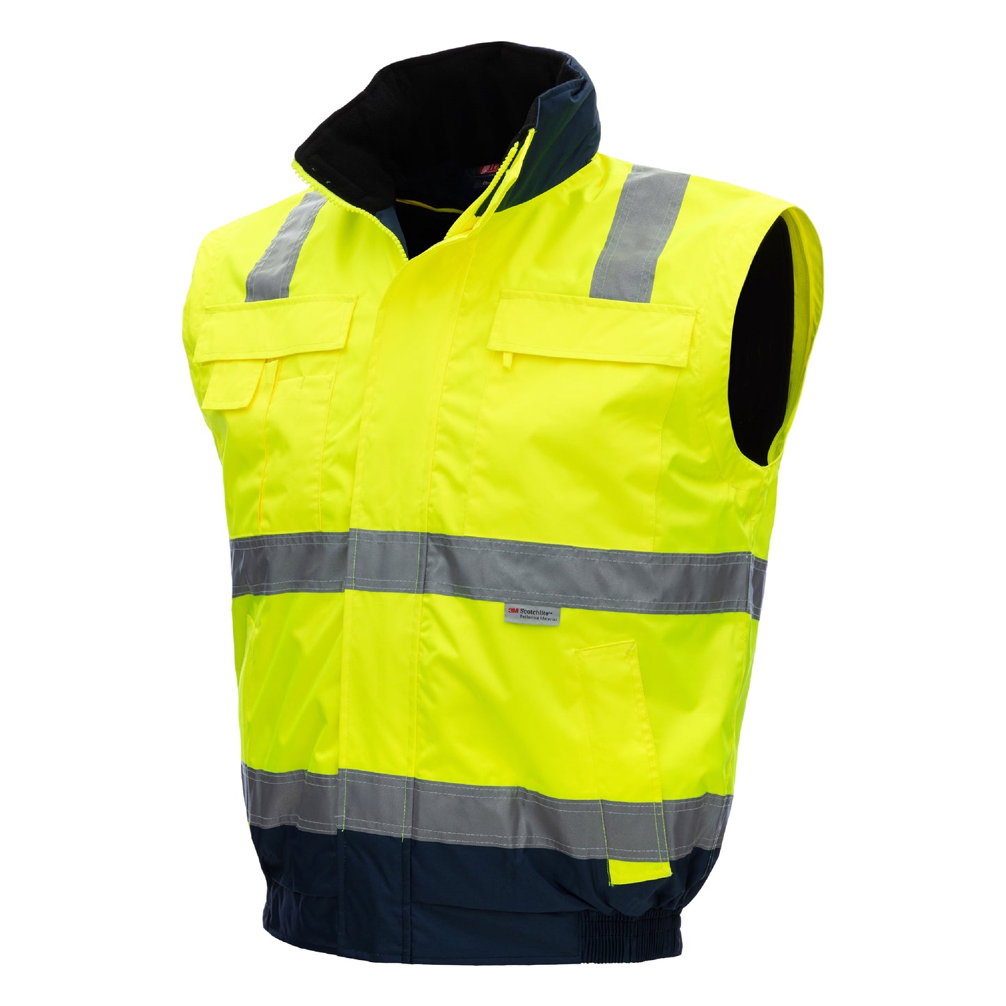 NITRAS MOTION TEX VIZ PLUS, high-visibility pilot jacket, neon yellow / navy blue