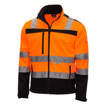 NITRAS MOTION TEX VIZ, high-visibility softshell jacket, neon orange / black