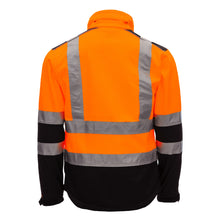 NITRAS MOTION TEX VIZ, high-visibility softshell jacket, neon orange / black