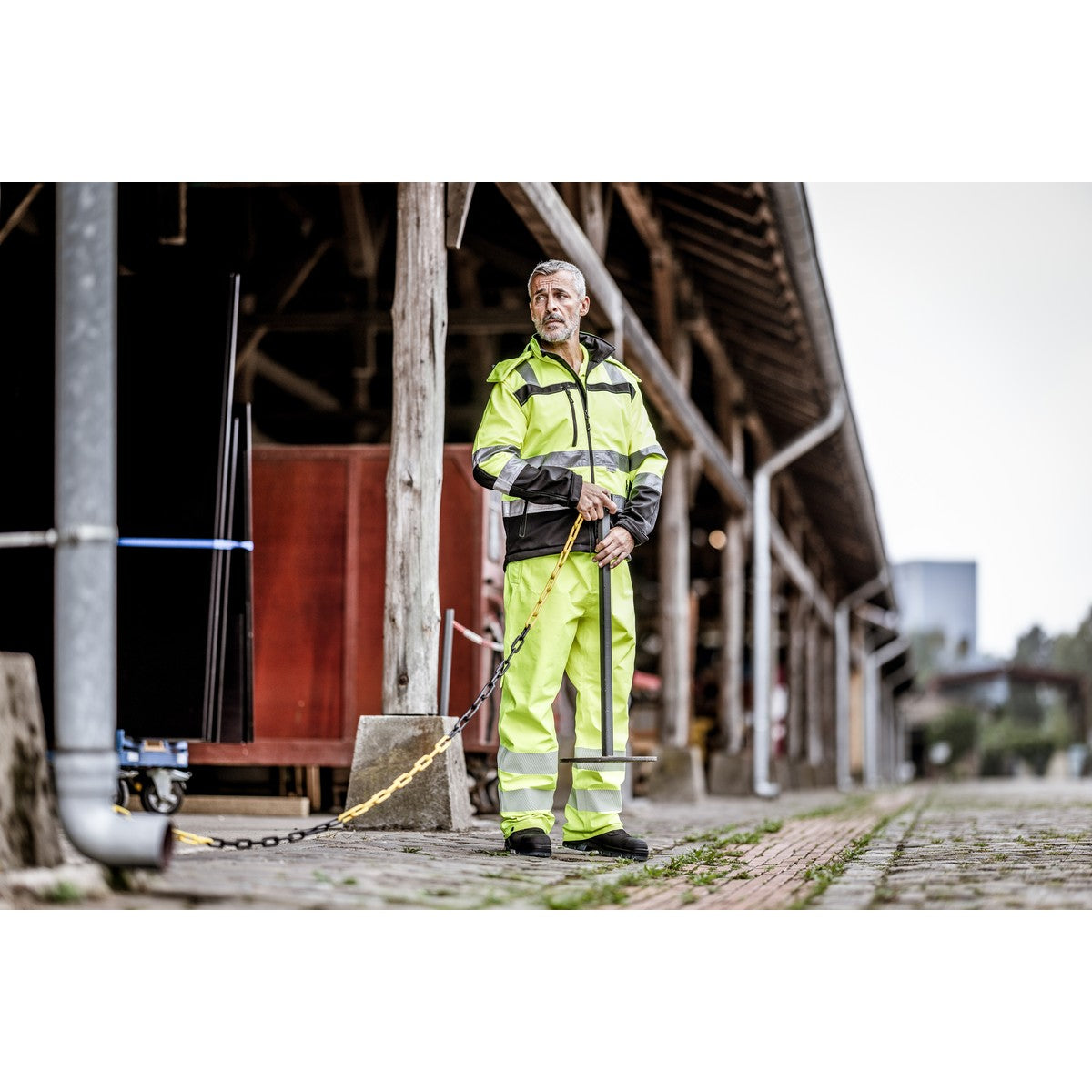 NITRAS MOTION TEX VIZ, high-visibility softshell jacket, neon yellow / black