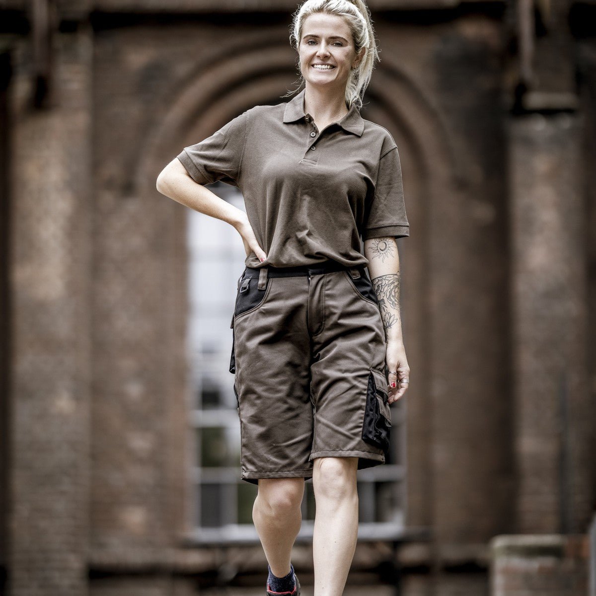 NITRAS MOTION TEX PLUS, work trousers, short, brown / black