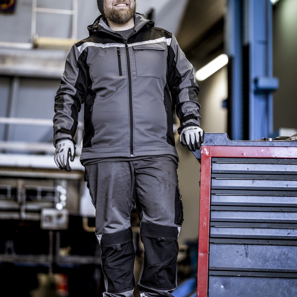 NITRAS MOTION TEX PLUS, work trousers, long, gray / black