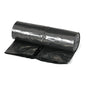 A jumbo garbage bag 240L, 60my, black from Nölle Profi Brush Bürsten- & Pinseltechnik e.K. is partially unrolled and shows the shiny surface as well as perforated edges of this robust trash bag.