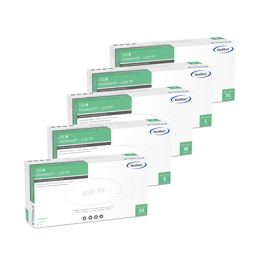 MaiMed-soft PF latex examination gloves non-sterile powder-free 100 pieces/box