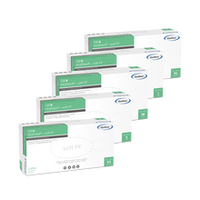 Lámhainní scrúdaithe laitéis PF maiMed-boga neamh-steiriúla saor ó phúdar 100 píosa/bosca