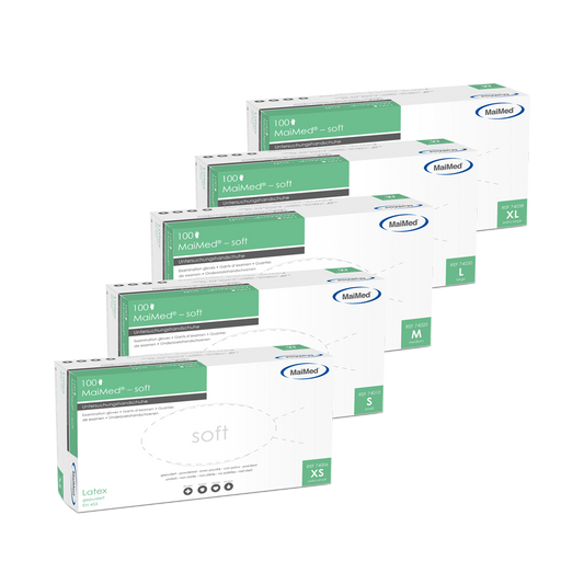 MaiMed-soft latex examination gloves, non-sterile, powdered, 100 pieces/box