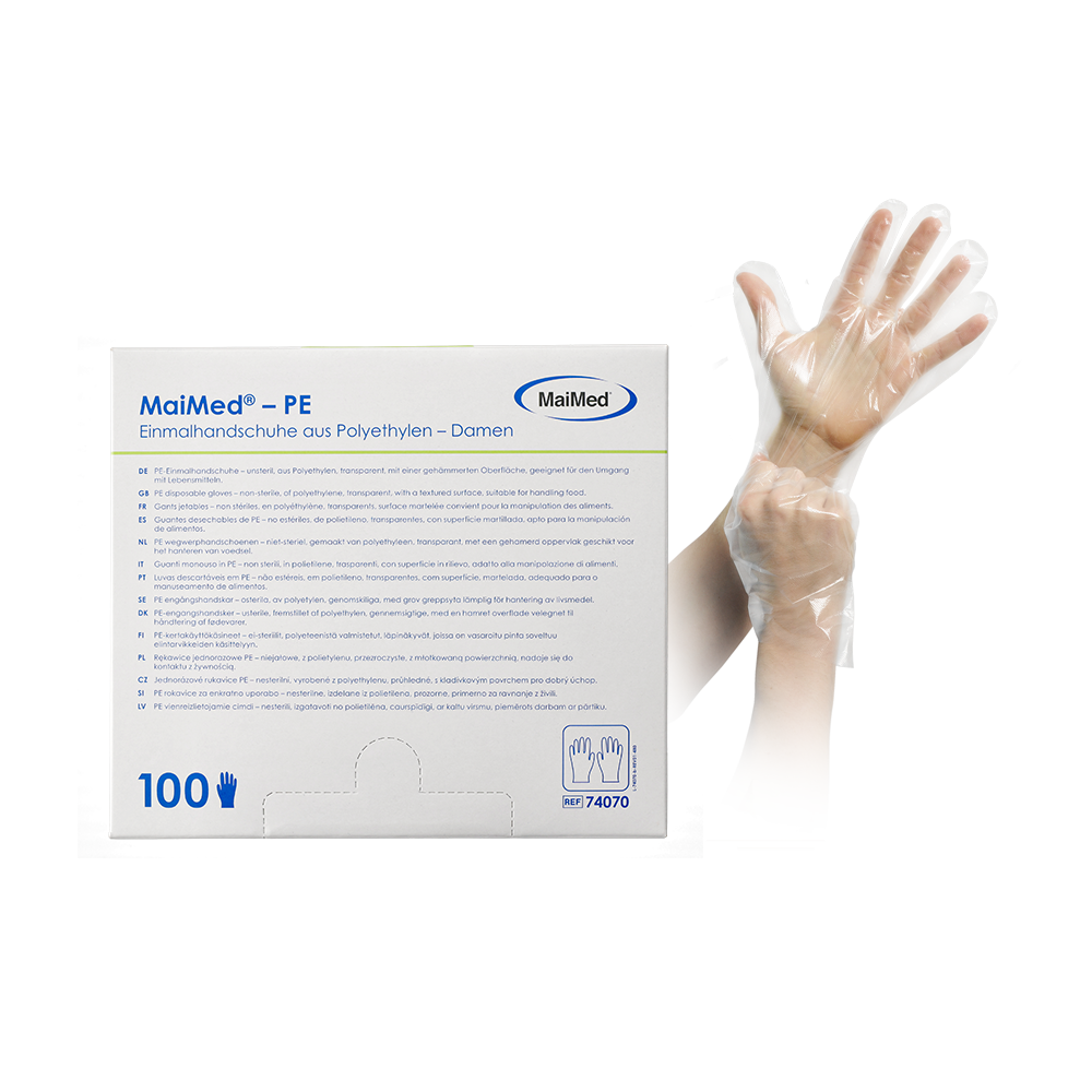 MaiMed-PE disposable gloves made of PE, non-sterile, 100 pieces/box